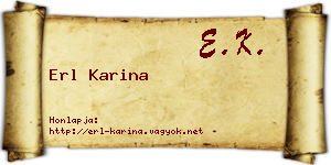 Erl Karina névjegykártya